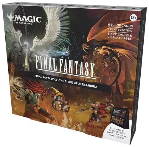 Magic: The Gathering - Final Fantasy IX Scene Box - The Siege of Alexandria | 6 Foil Borderless Scene Cards, 6 Art Cards, 3 Play Boosters + 1 Display Easel