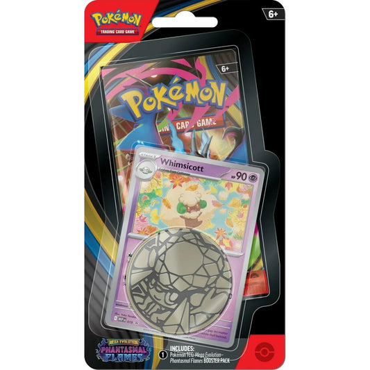 Pokemon Mega Evolution Phantasmal Flames Checklane Blister Pack (1 Booster Pack, Promo Card & Coin) (Whimsicott)