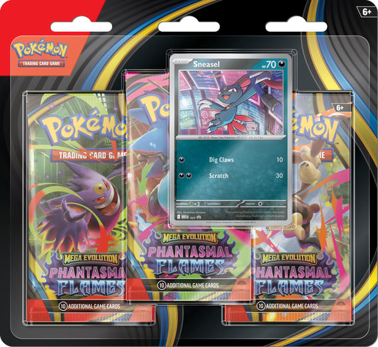 Pokémon TCG: Mega Evolution—Phantasmal Flames Triple Pack Sneasel (1 Foil Promo Card & 3 Booster Packs)